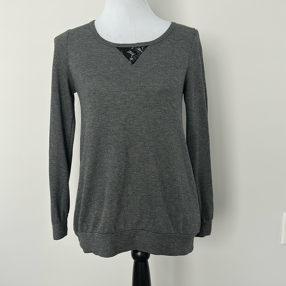 P.S. Kate Grey Sweater with‎ Lace Detail